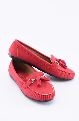 حذاء مسطح أحمر 120-11
