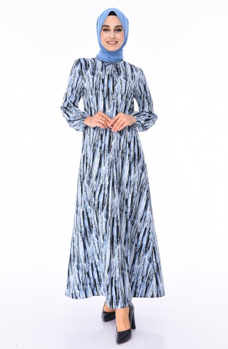 Blue Hijab Dress 8371-03