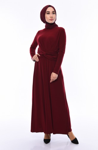 Weinrot Hijab Kleider 0010-01