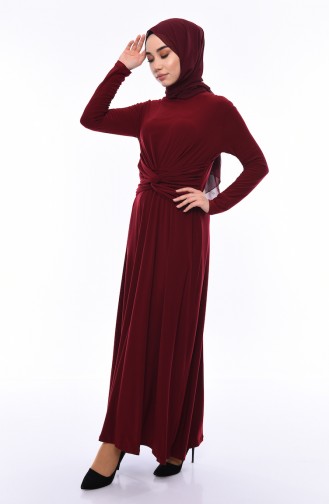 Claret Red Hijab Dress 0010-01