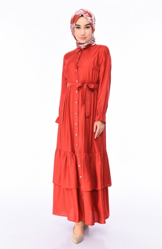 Brick Red Hijab Dress 1028-01