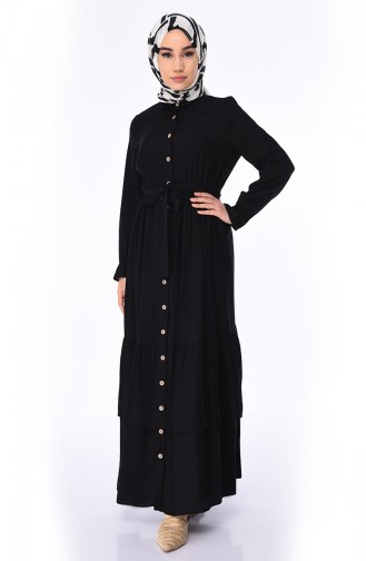 Schwarz Hijab Kleider 1028-03