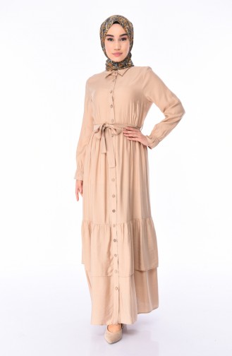 Beige Hijab Dress 1028-07