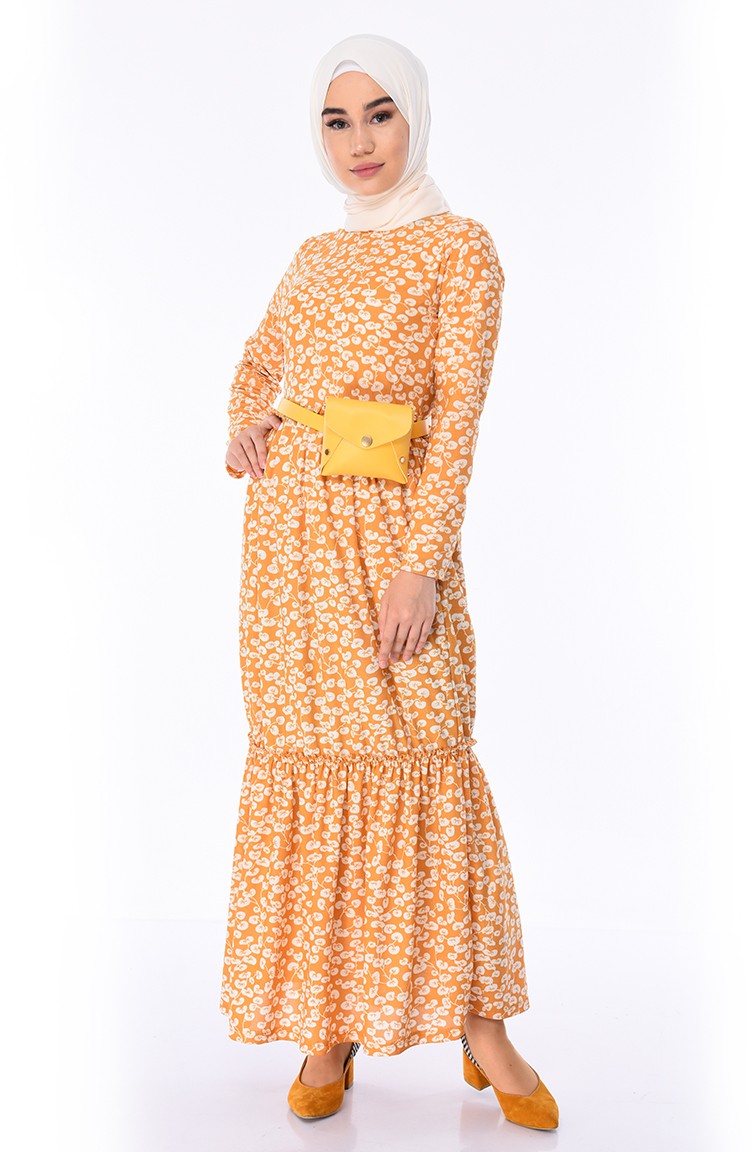 Mustard Hijab Dress 423101 Sefamerve