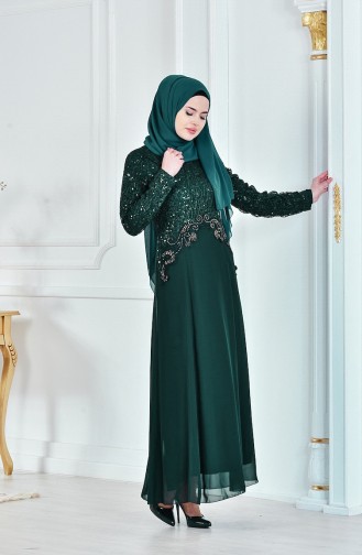 Green Hijab Evening Dress 52614-02