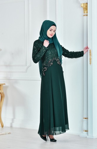 Robe de Soirée a Paillette 52614-02 Vert 52614-02