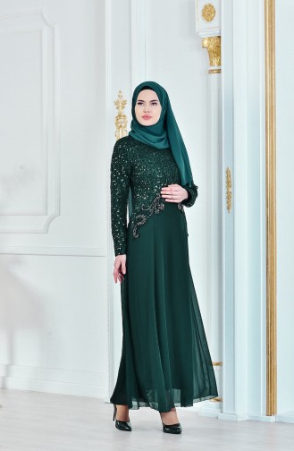 Robe de Soirée a Paillette 52614-02 Vert 52614-02