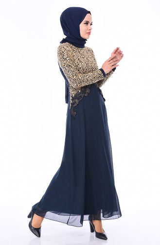 Dunkelblau Hijab-Abendkleider 52660-01