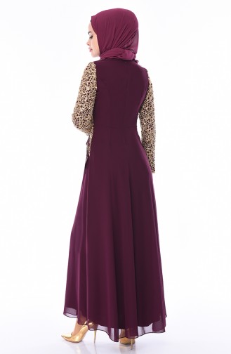 Plum Hijab Evening Dress 52660-02