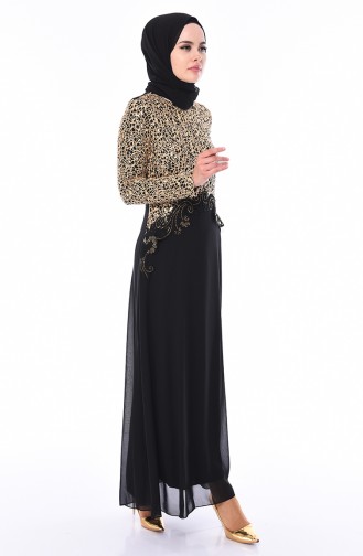 Black Hijab Evening Dress 52660-03