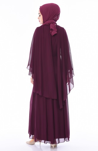 Plum Hijab Evening Dress 52661-03