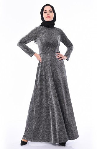 Robe de Soirée a Paillettes 9008-01 Argent 9008-01