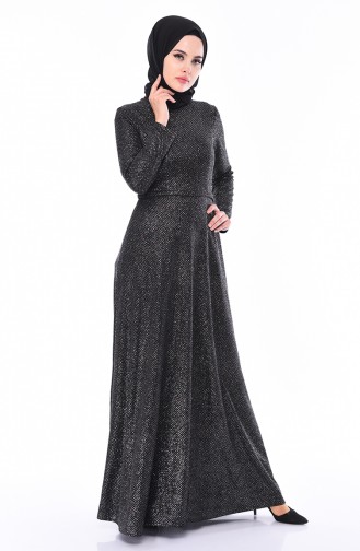 Black Hijab Evening Dress 9008-02