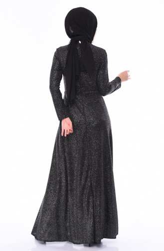 Black Hijab Evening Dress 9008-02