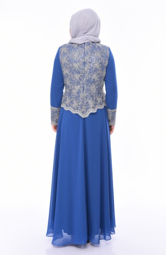 Robe de Soirée Grande Taille 1299-03 Bleu 1299-03