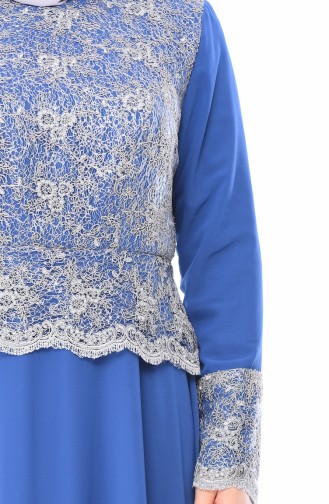 Grosse Grösse Pailletten Abendkleid 1299-03 Blau 1299-03