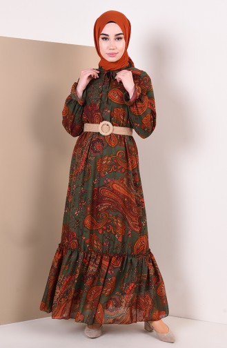 Green Hijab Dress 0143D-01
