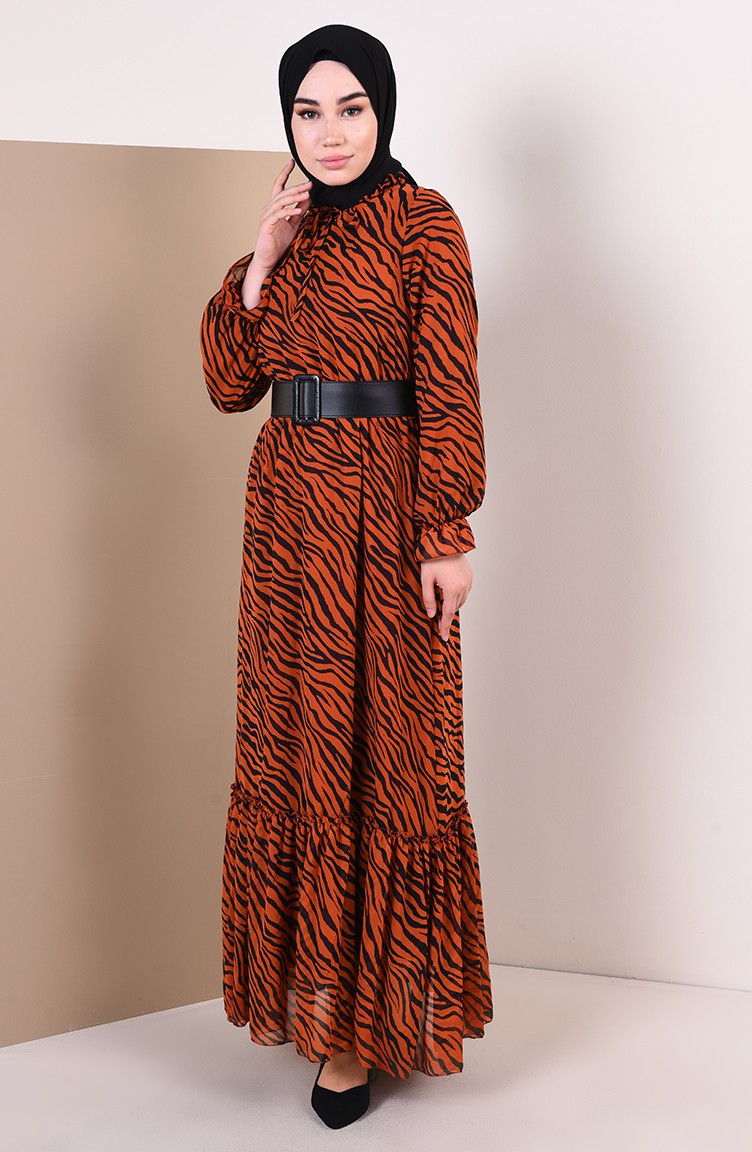 black and orange dress