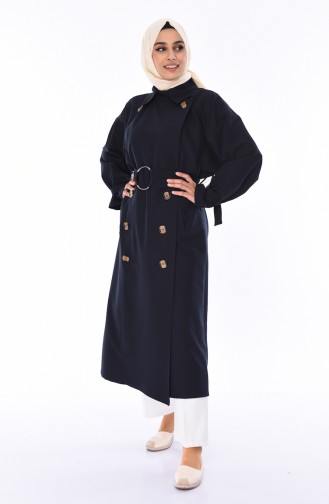 Saisonaler Trenchcoat mit Gürtel 90003-02 Dunkelblau 90003-02