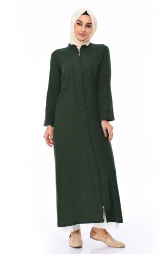 Abaya a Fermeture 22207-07 Vert 22207-07