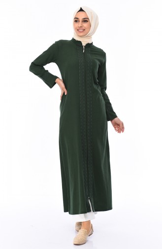 Abaya a Fermeture 22207-07 Vert 22207-07