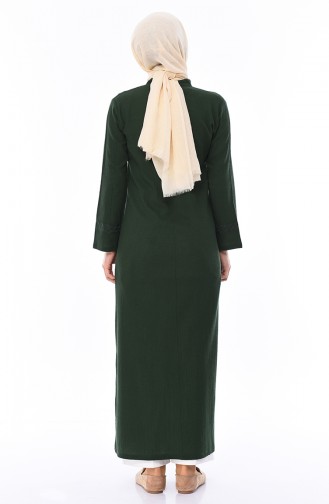 Abaya a Fermeture 22207-07 Vert 22207-07