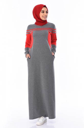 Anthracite Hijab Dress 7010-03