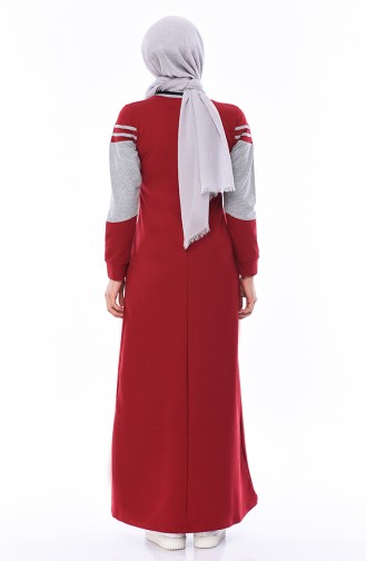 Claret Red Hijab Dress 7010-05