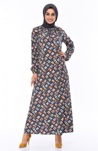 Smoke-Colored Hijab Dress 8373-01