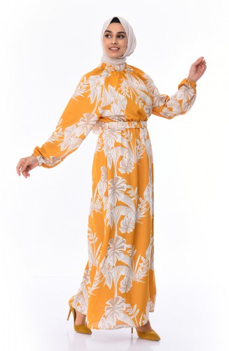 Mustard Hijab Dress 1046E-03
