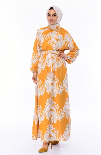 Mustard Hijab Dress 1046E-03
