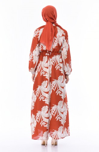 Brick Red Hijab Dress 1046E-04