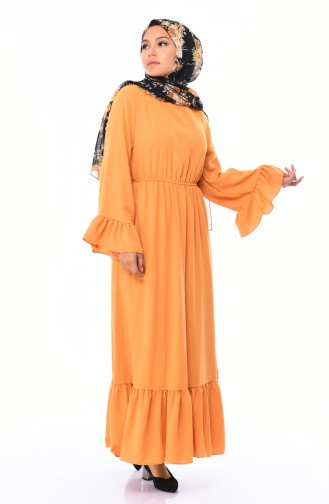 Aerobin Stoff Gerafftes Kleid  5029-04 Senf 5029-04