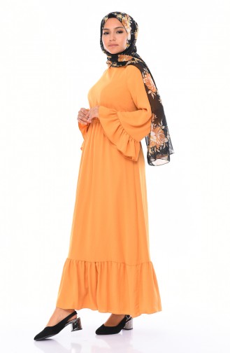 Aerobin Stoff Gerafftes Kleid  5029-04 Senf 5029-04