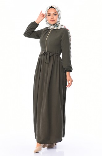 Khaki Hijab Dress 5031-01