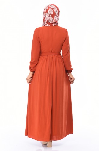 Brick Red Hijab Dress 5031-04