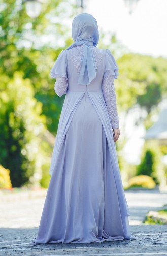 Violet Hijab Evening Dress 7024-05