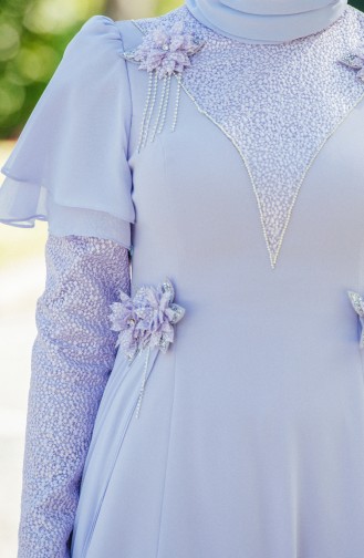 Violet Hijab Evening Dress 7024-05