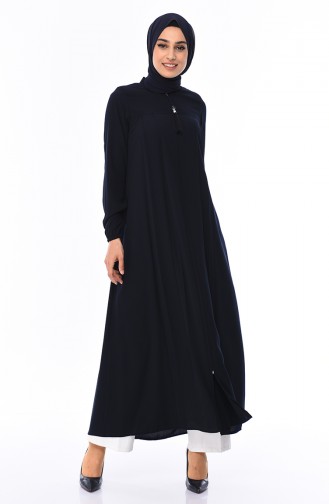 Abaya Détail Franges 0014-04 Bleu Marine 0014-04