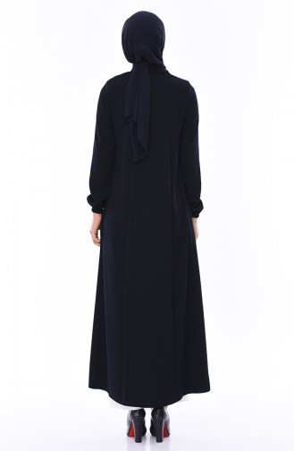 Abaya Détail Franges 0014-04 Bleu Marine 0014-04