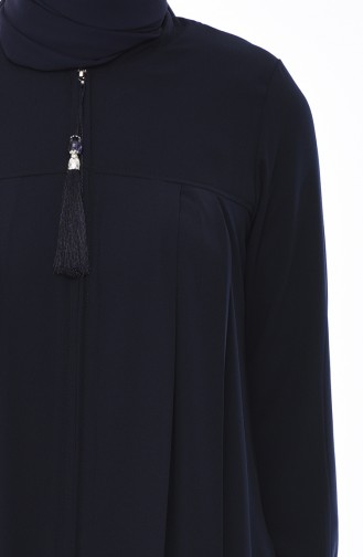 Abaya Détail Franges 0014-04 Bleu Marine 0014-04