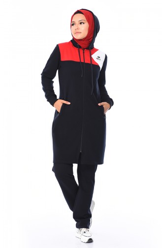 Zippered Tracksuit Suit 95171-02 Navy Blue 95171-02