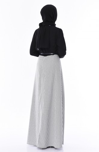 Striped Crepe Dress 8139-01 Black 8139-01