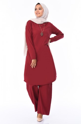 Tunik Pantolon İkili Takım 9013-19 Bordo