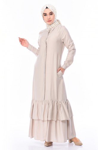 Beige Hijab Dress 0166-01