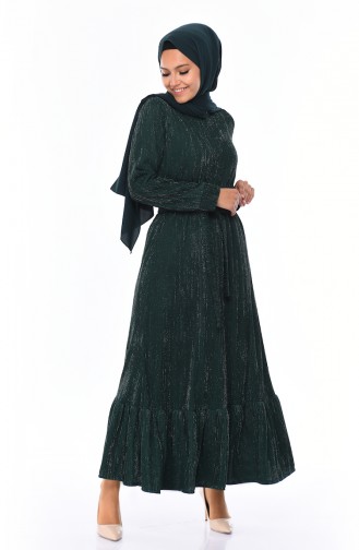 Gerafftes Kleid mit Band 2246-03 Smaragdgrün 2246-03