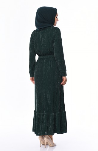 Gerafftes Kleid mit Band 2246-03 Smaragdgrün 2246-03