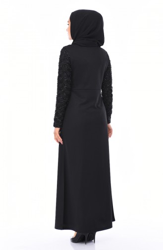 Schwarz Hijab Kleider 4046-02
