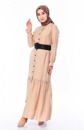 Beige Hijab Dress 1031-06
