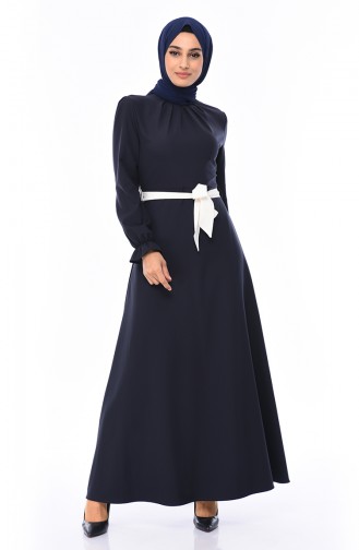 Navy Blue Hijab Dress 60038-06